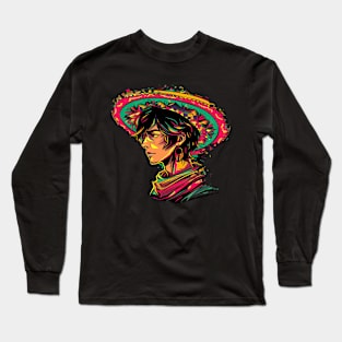 Cinco de mayo mexican man with sumbrero Long Sleeve T-Shirt